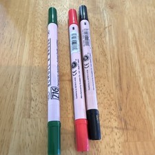 ZIG MS-5000 Artist Pens Pure Green Pure Red Pure Black Set of 3