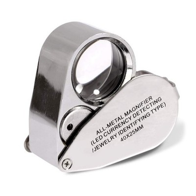 40X Jewelers Loupe Jewelry Loop Coin Magnifier Light Pocket LED Magnifying Glass