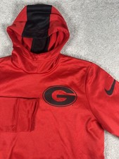 Georgia Bulldogs Nike Hoodie Red Mens M ThermFit NCAA Football Scuba Pullover