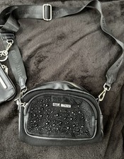 Steve Madden Black Rhinestone Shoulder Bag with Detachable Coin Purse