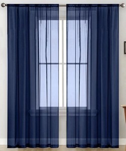 Blue Window Curtains 52" x 84" 2 Panel Set Rod Pocket Sheer