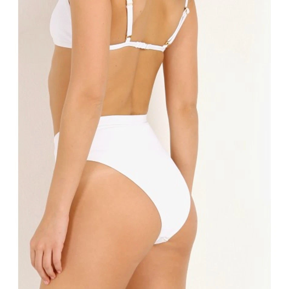 L Space Frenchi Bikini Bottom and Gemma Top White Ribbed Bikini XS - Image 3 of 4