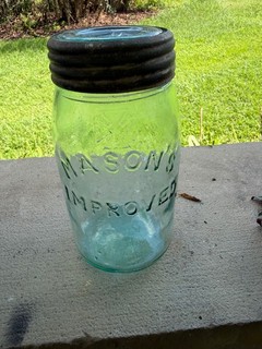 Masons Improved Jar Maltese Cross Patent Nov 26 67 Glassboro Lid 1884 7" T VGUC