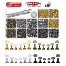 480 Sets Small Double Cap Leather Rivets 4 Colors 3 Sizes Cap Diameter: 6mm/8...