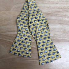 Vineyard Vines 100 Silk Bow Tie Adjustable Yellow Nautical Sailboat Preppy