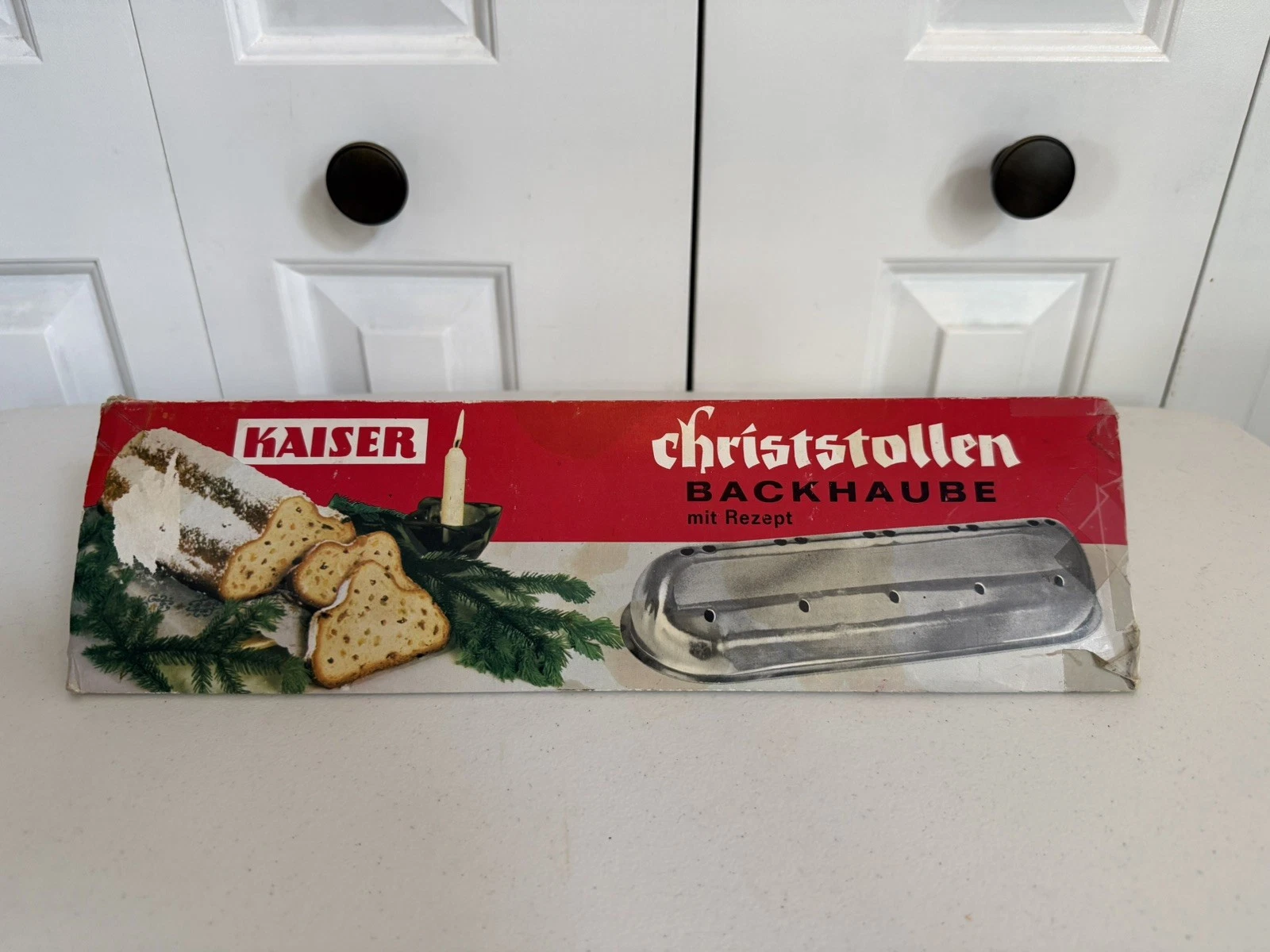 VTG Kaiser Stollen-Backhaube with original package and recipe for Christstollen
