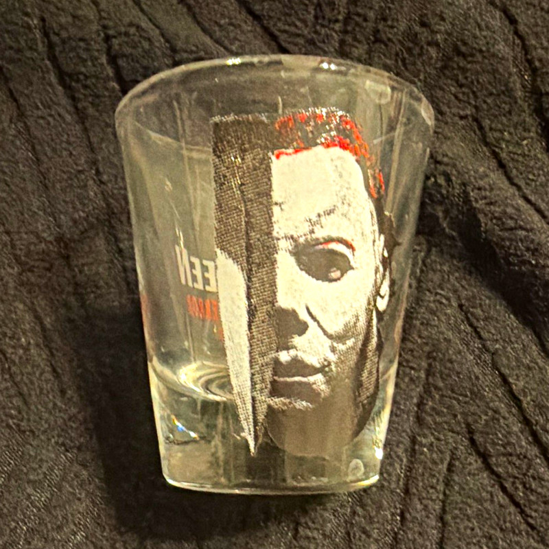 Halloween 20 Years of Terror Michael Myers Clear Glass Shot Glass 2 oz 1998