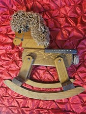 AWESOME VINTAGE KIDS TODDLER WOODEN ROCKING HORSE WOOD 16" TALL FOLK ART BROWN