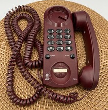 Vintage AT T Corded Landline Phone Model 140 Maroon Burgandy Push Button
