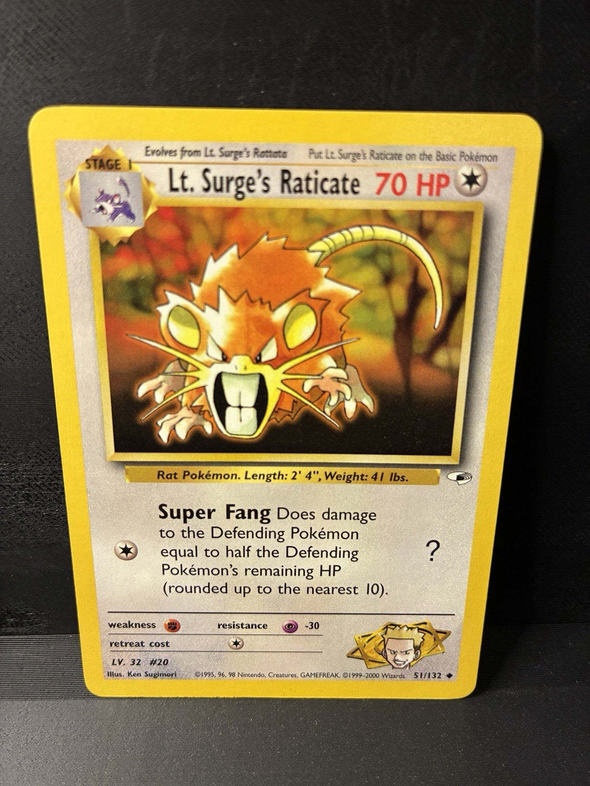Pokémon TCG Lt. Surge's Raticate Gym Heroes 51/132 NM