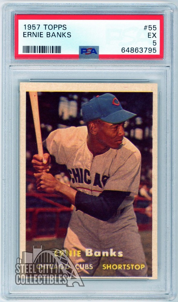 Ernie Banks 1957 Topps Card #55 PSA 5 EX