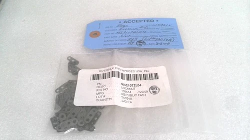 MILITARY STANDARDS MS21072L04 LOCKNUT (LOT OF 3)