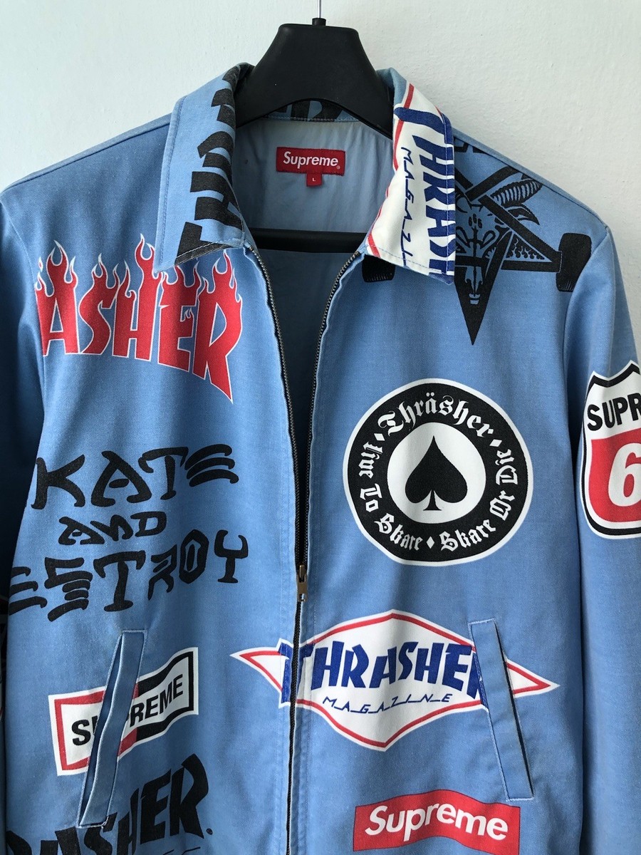 Supreme x Thrasher Work Blue Jacket Size L Rare | eBay