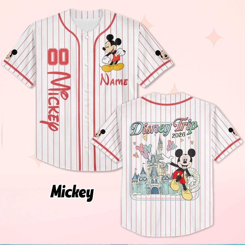 Personalized Funny Mickey Mouse Magic Castle Trip 2026 Baseball Jersey Shirt