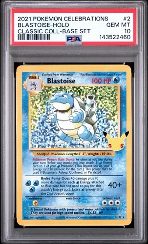 Pokémon Blastoise 2/102 Celebrations Classic Collection Holo PSA 10