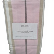Restoration Hardware Baby Child European Classic Stripe Euro Sham Pink Brown