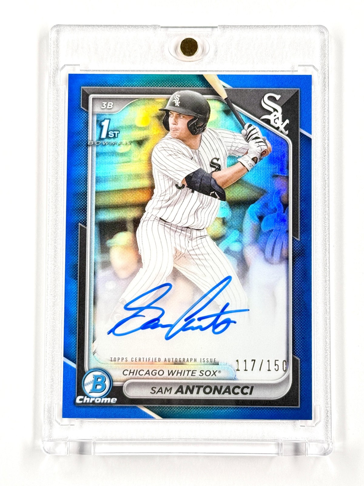 Sam Antonacci AUTO 2024 1st Bowman Chrome True Blue Refractor #/150 White Sox