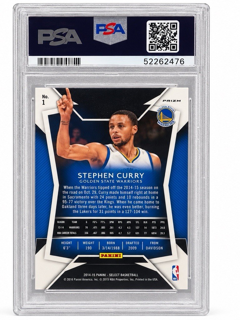 2014 Panini Select STEPHEN CURRY Silver Prizm POP 67 WOW! PSA 10 GEM MINT A774 view 2