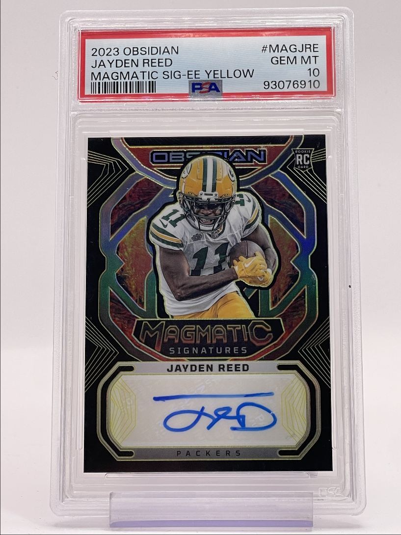 Jayden Reed Panini Obsidian Magmatic Signatures #MAGJRE Electric Etch Yellow