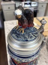 Thawalt German Lidded Beer Stein-limited Edition-American Bald Eagle-hand Color*