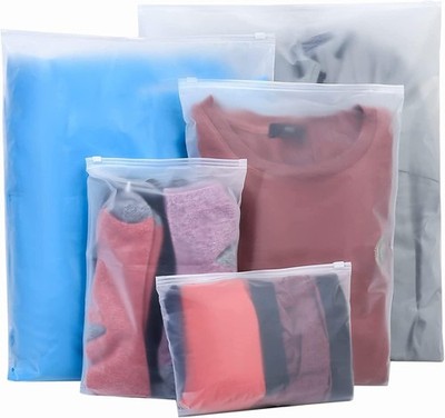 20 Pcs Travel Storage Bags Clothes Packaging Reusable Plastic Ziplock Frosted