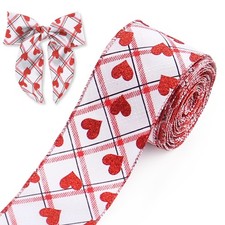Habbiful 2.5"&times;10 Yards Valentine's Day Wired 2.5 inches x 10 yards, Red Heart