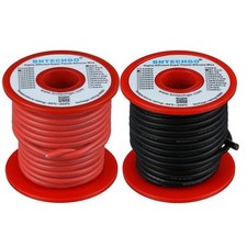 14 Gauge Silicone Wire Spool - 25ft Red  Black, Flexible Stranded Tinned Copper