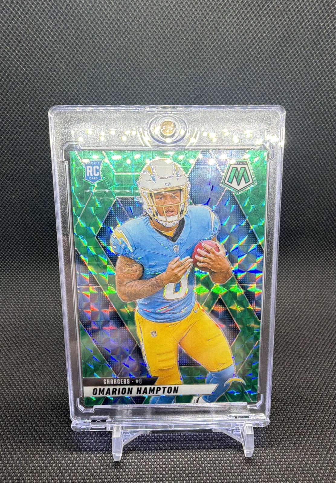 2025 Panini Mosaic - Rookies Omarion Hampton #335 Green Mosaic Prizm (RC)