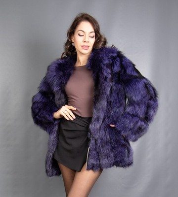 7397 NEW AMAZING REAL SILVER SAGA FURS FOX COAT JACKET PELZ BEAUTIFUL SIZE M