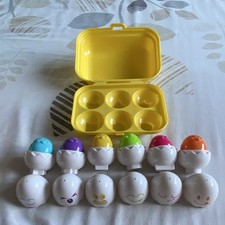 TOMY Egg Set Shape Sorter Educational Toy with Yellow Carry Case, 6 Eggs