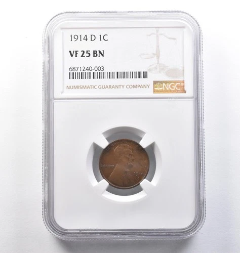 1914-D Lincoln Wheat Cent VF25 BN NGC *3841