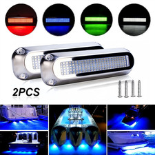 2X Blue 120LED Underwater BOAT MARINE Transom LIGHTS 316 Stainless Steel Pontoon