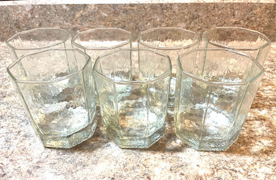 Vtg Libbey Facets Clear Glasses Octagon Juice Cocktail Whiskey 3.5  Set Of (7)