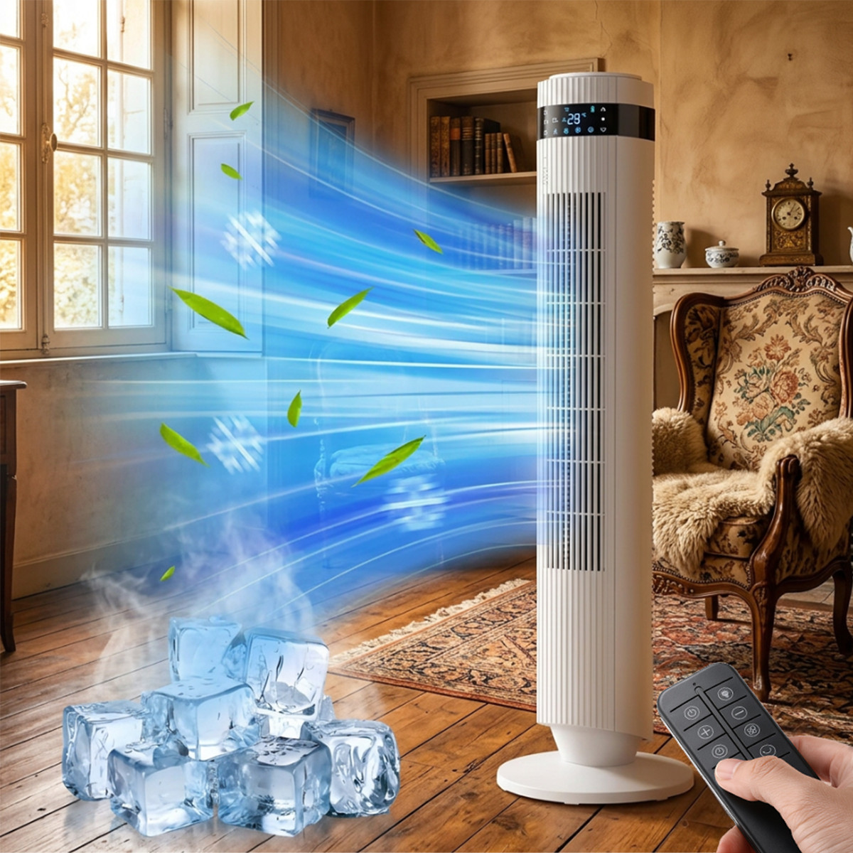 Tragbar Turmventilator mit Fernbedienung Standventilator Ventilator Kühlgeräte