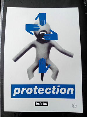 Protection (NHS Blue) 3D Robert Del Naja signierter Druck Bristol + Banksy Rat