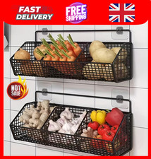 Wall Mounted Kitchen Storage Basket Metal Wire Spices Garlic Onions Vegetables