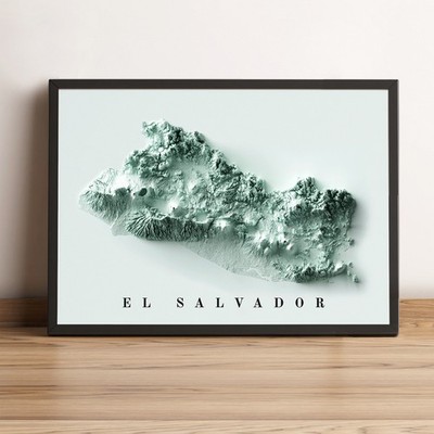 El Salvador Map, El Salvador Relief Map,  El Salvador Vintage - 2D Flat Print