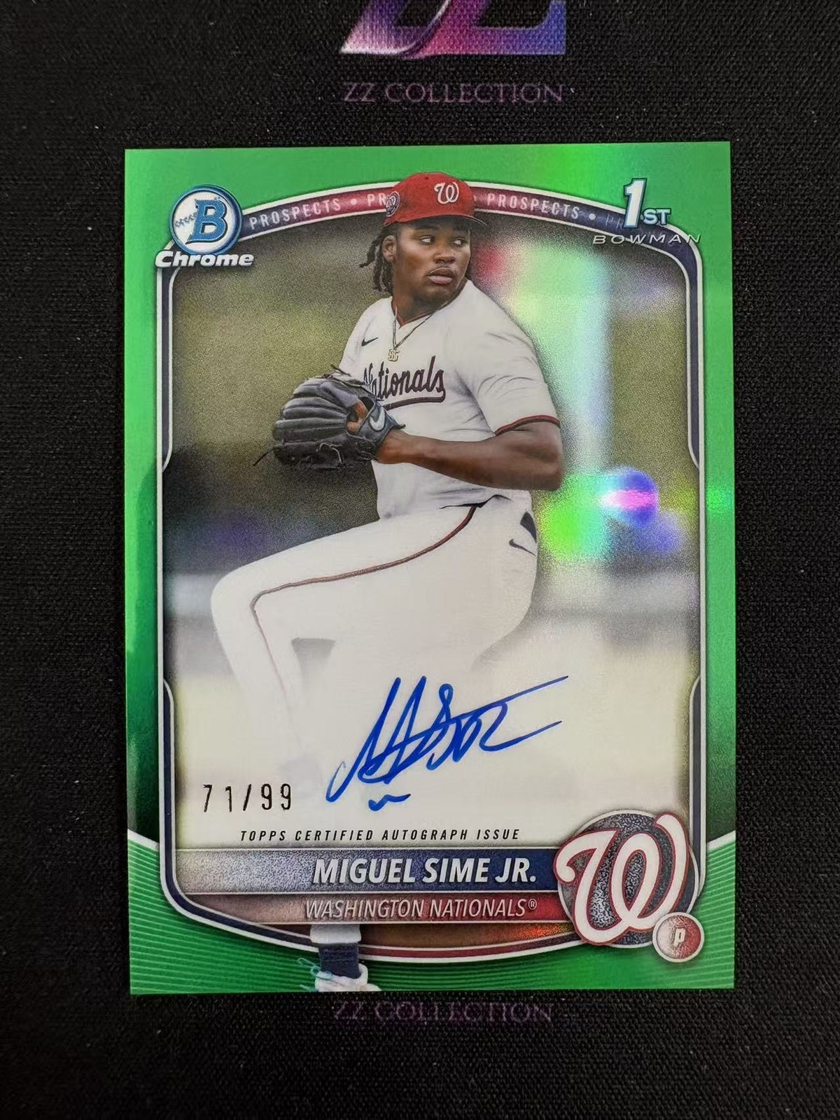 2025 Bowman Draft Miguel Sime Jr. 1st 71/99 Chrome Prospect Autograph Green -LYQ
