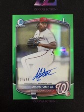 2025 Bowman Draft Miguel Sime Jr. 1st 71/99 Chrome Prospect Autograph Green -LYQ