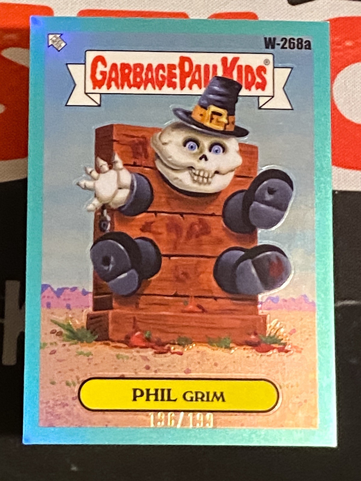 2024 Garbage Pail Kids Chrome 7 Where Are They Now Aqua Refractor Phil Grim /199
