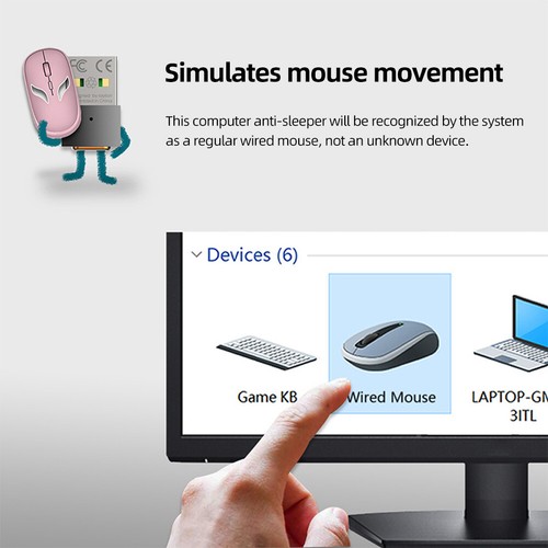 Mini Mouse Mover Undetectable USB Mouse Mover Jiggler Plug and Play for Computer - Picture 11 of 18