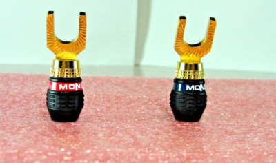 Monster Quick Lock Gold Angled Spade Modular Speaker Cable Termination BiWire Z2