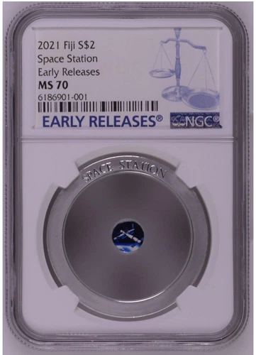 NGC MS70 Fiji 2021 Space Station Silver Coin 14g Early release COA