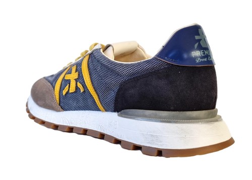 Premiata Herrenschuhe Sneaker Wildleder Stoff JOHNLOW_5982 blau-gelb - Bild 4 von 6