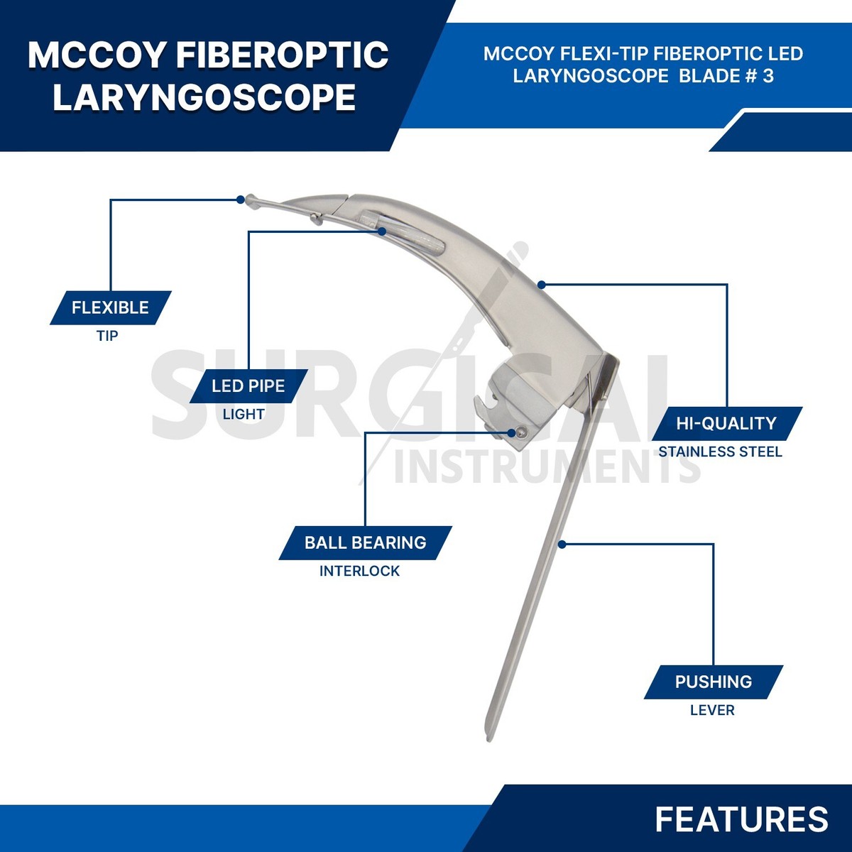 Laringoscopio McCoy Fibra Ottica Set Laringoscopio McCoy Flexi-Tip A LED In Fibra Ottica | Include Lama #3 E #4 Con Impugnatura Media FL-002 | Per Uso Medico Professionale Cielo Stellato Fibra Ottica - Foto 12