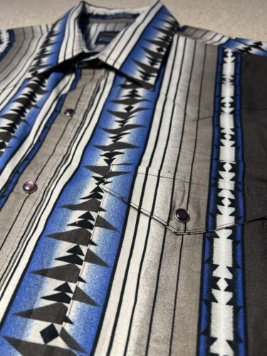 VTG Panhandle Slim Western Shirt Large Pearl Snap Aztec Southwest Rodeo Cowboy - Picture 2 of 8