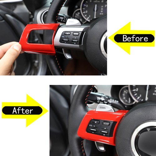 Red 3PCS Steering Wheel Button Trim Frame Cover For Mazda MX-5 2009-2014 - Picture 2 of 6