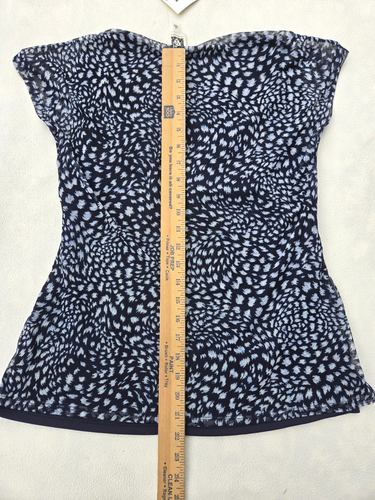 Anne Klein Womens Shirt Top Blouse Size M Navy Blue / White Spotted Sleeveless - Picture 6 of 7
