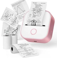 Phomemo T02 Thermal Photo Printer Pod Sticker Printer+3 Rolls Paper Xmas Gift