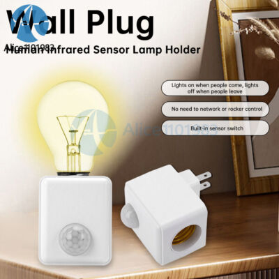 Infrared Wall Plug-in Human Motion Sensing E27 Socket Light Bulb Holder EU/US #W